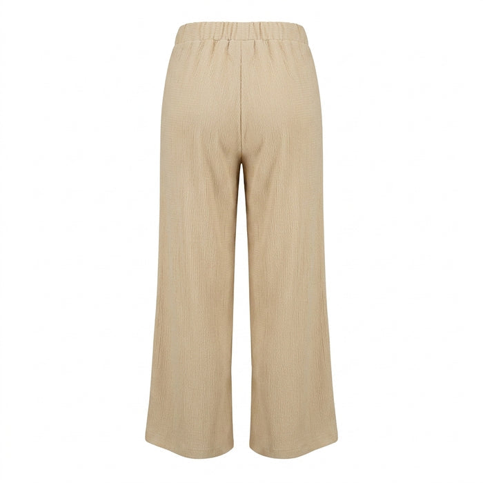 Casual Wear Women Light Textured Wide Leg Pants