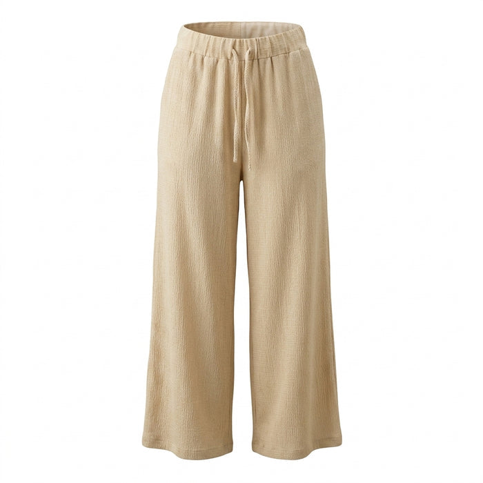 Casual Wear Women Light Textured Wide Leg Pants