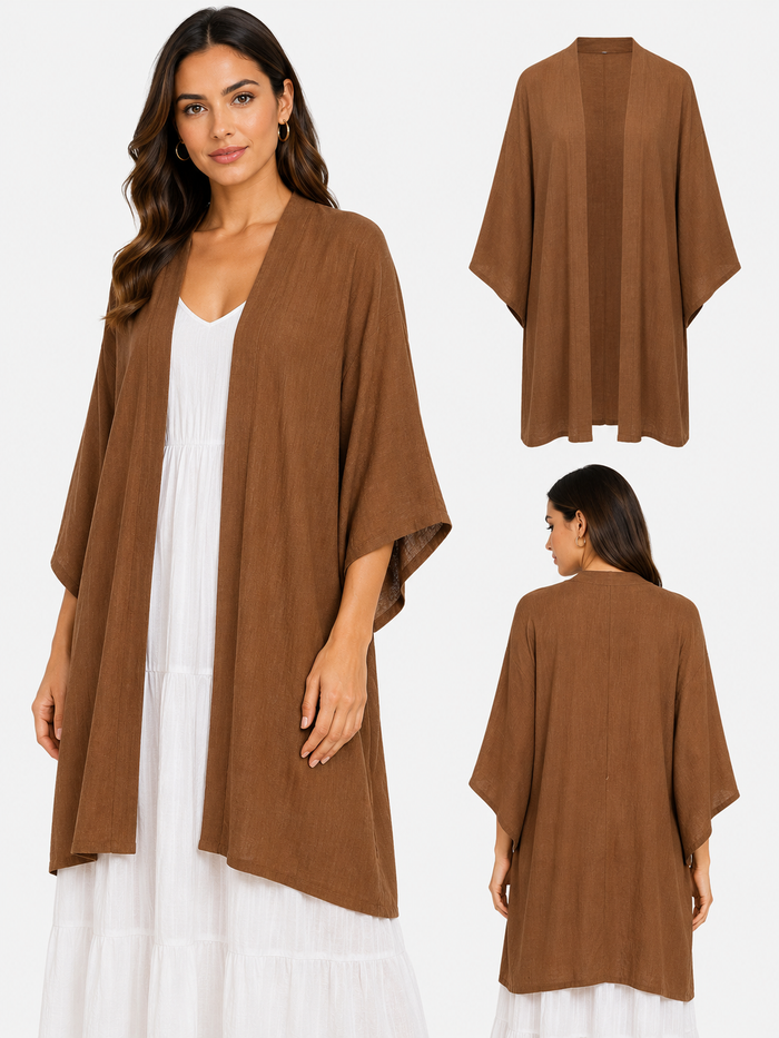 Casual Wear Women Short Sleeve Open Front Cover Up