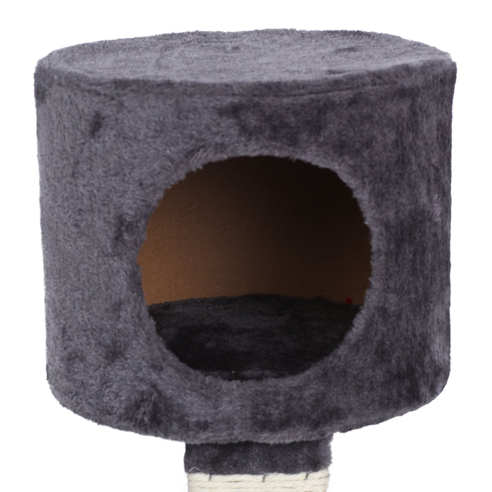 Cat Tree Cubby with Scratching Ramp with Mouse Teaser Toy - Grey Charlie's Pet Products