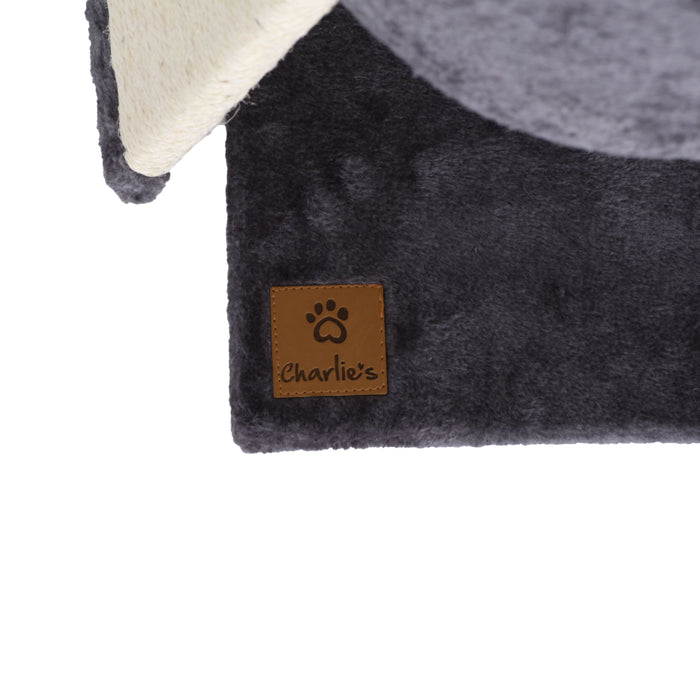 Cat Tree Cubby with Scratching Ramp with Mouse Teaser Toy - Grey Charlie's Pet Products