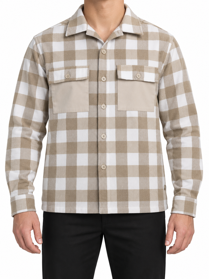 Checkered Shirt Jacket With Front Pockets