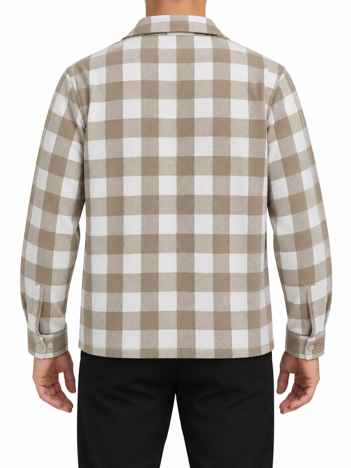 Checkered Shirt Jacket With Front Pockets
