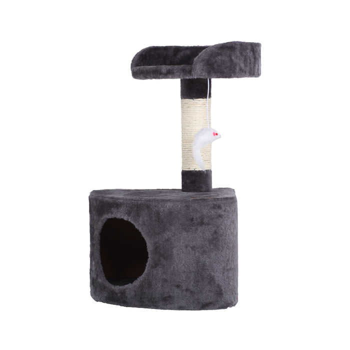 Corner Cat Tree with Cat Cave and Mouse Teaser Toy - Grey Charlie's Pet Products