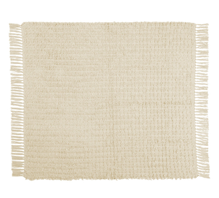 Cream Tufted Fringe Throw