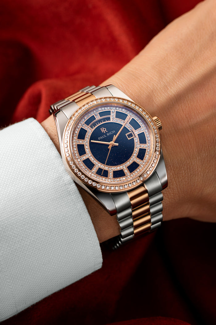 Crown Legacy Silver Rose Gold - Aventurine Blue - On Wrist