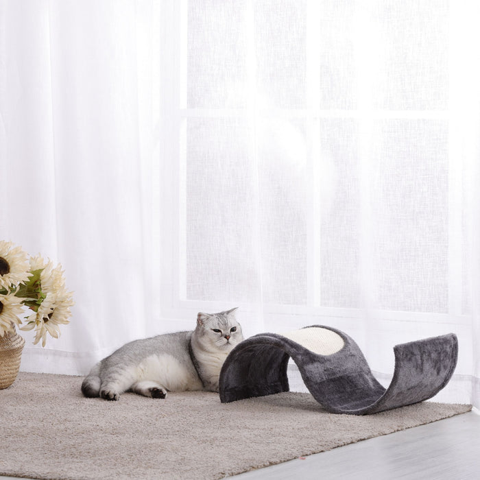 Curvy Cat Scratcher in Sisal and Carpet - Charcoal Charlie's Pet Products