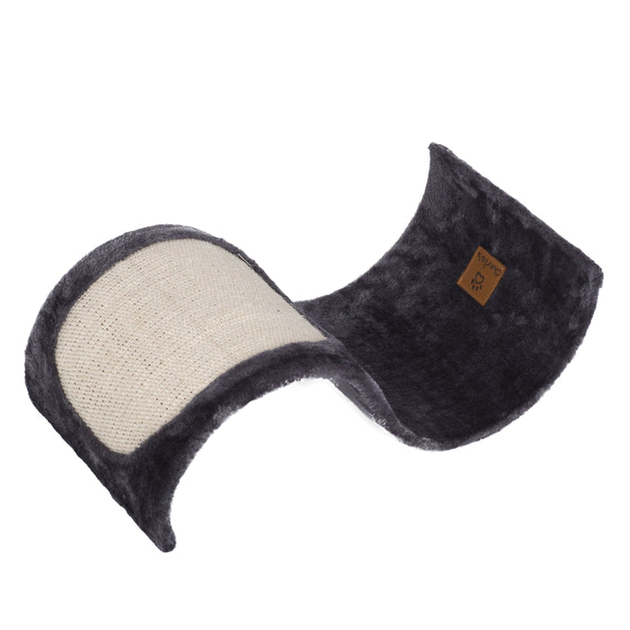 Curvy Cat Scratcher in Sisal and Carpet - Charcoal Charlie's Pet Products