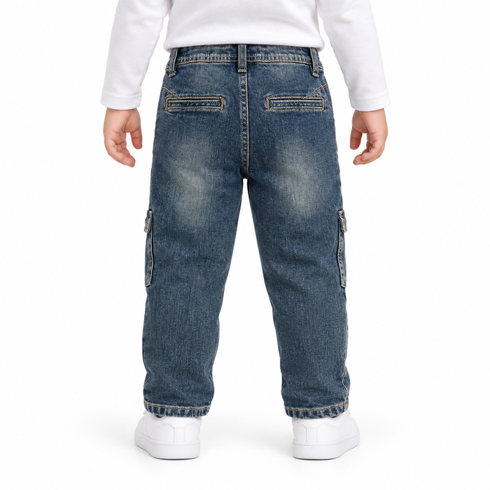 Denim Cargo Pants With Side Pockets