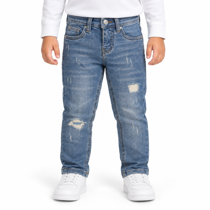 Distressed Jeans With Front Patch Detail