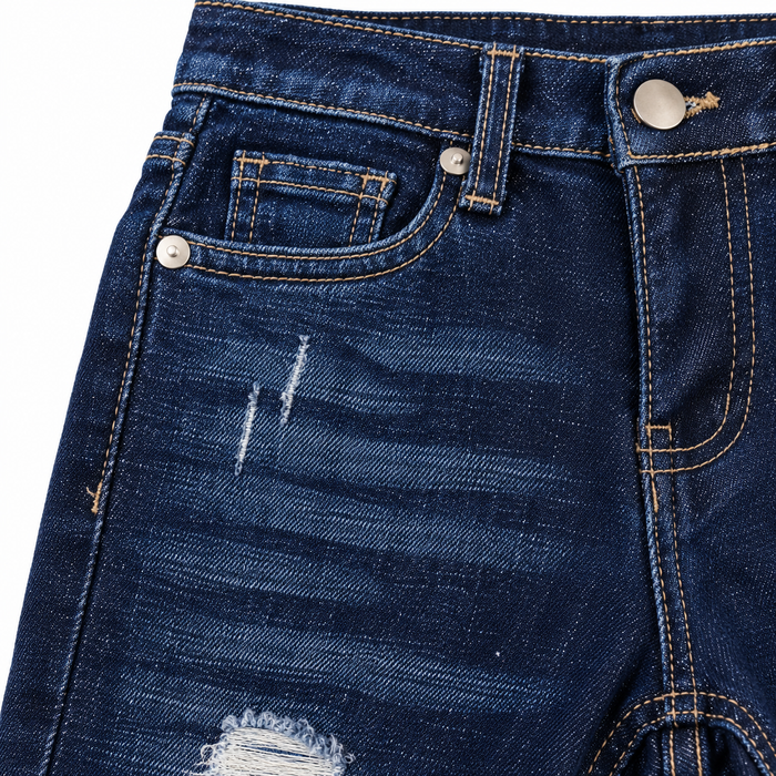 Distressed Jeans With Washed Effect