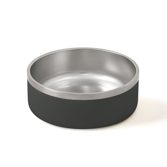 Duro Double Wall Stainless Steel Dog Bowl with Removable Slow Feeder Attachment Black Charlie's Pet