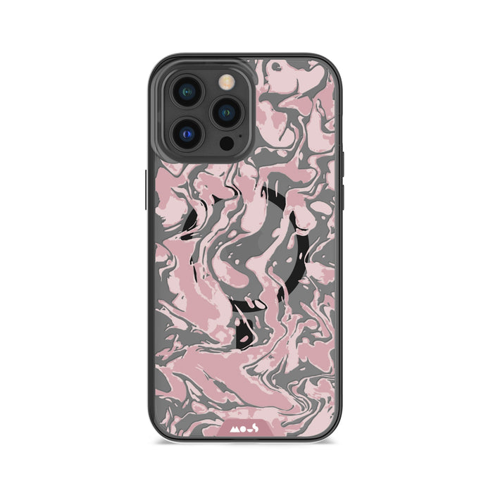 iPhone Magsafe Compatible Marbled Dusky Pink Clear Case Protective | iPhone 14 Pro,iPhone 14 Pro Max,