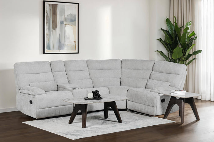 Eloise Grey Fabric Manual Recliner Corner Sofa | VIDA Living