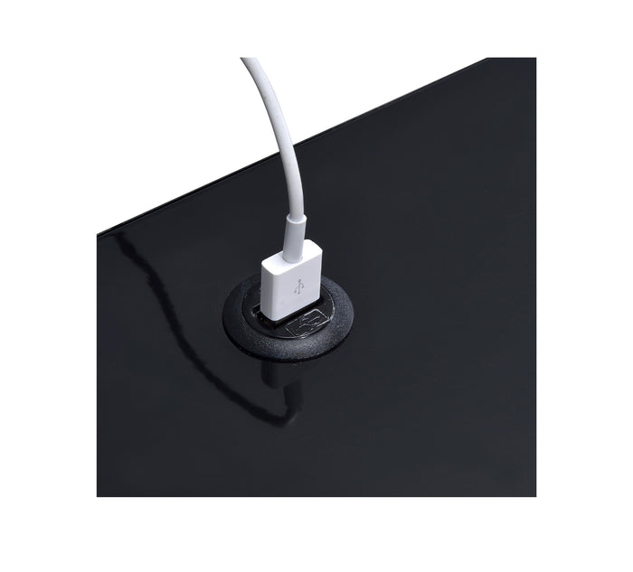 Ember Black Nightstand with USB
