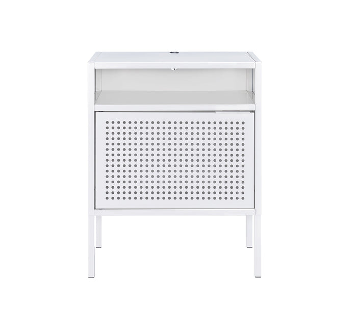 Ember White Nightstand with USB