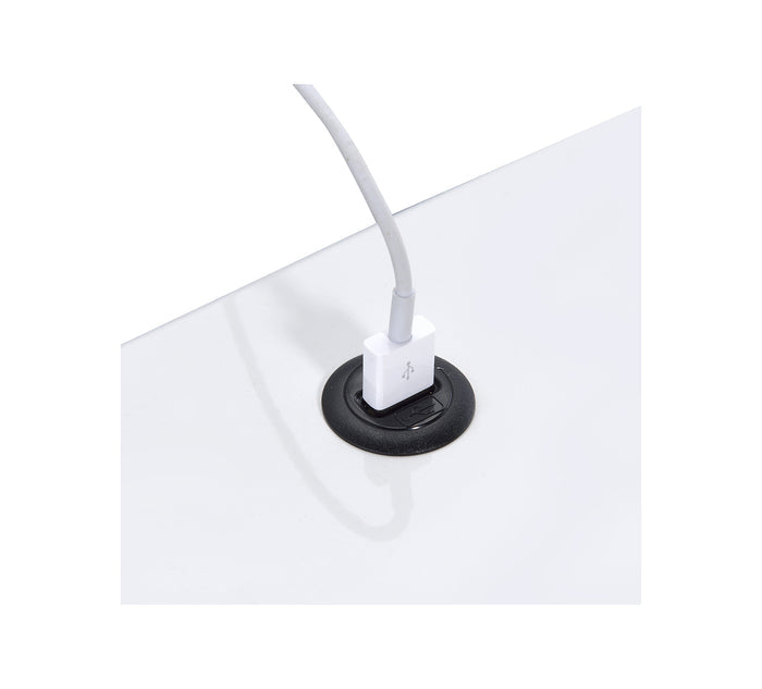 Ember White Nightstand with USB