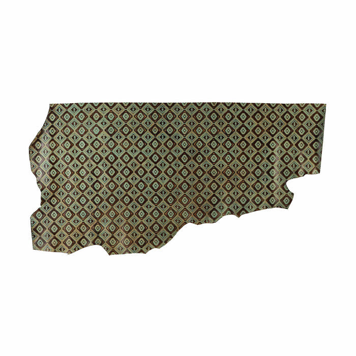Embossed Leather, 2/3 oz., Aztec Turquoise/Brown