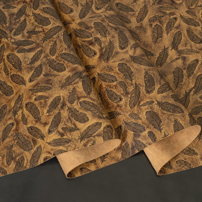 Embossed Leather, 2/3 oz., Mini Plumas Brown
