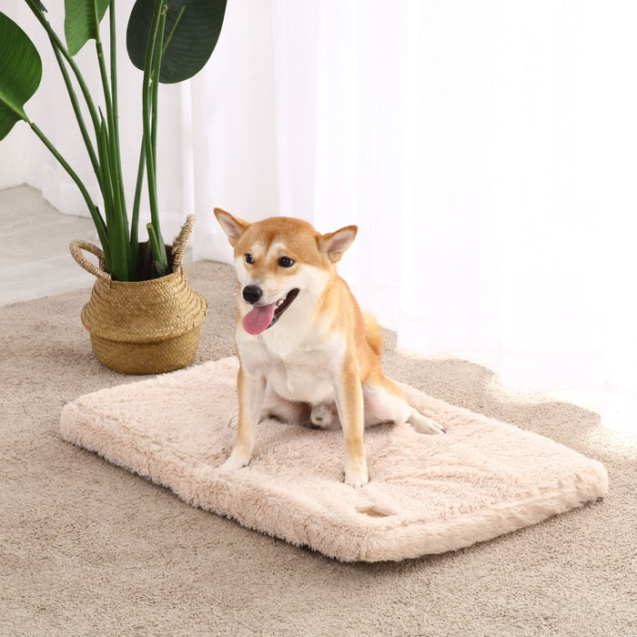 Essential Faux Fur Padded Pet Mattress and Crate Pad - Beige Charlie's Pet Products