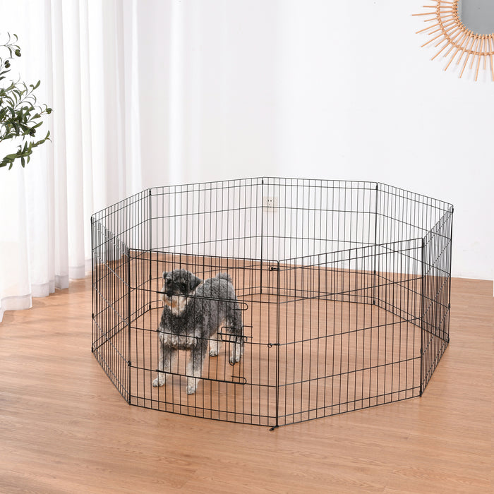 Essential Pet Playpen Enclosure 8 Panel Black 61x61cm Charlie's Pet Products