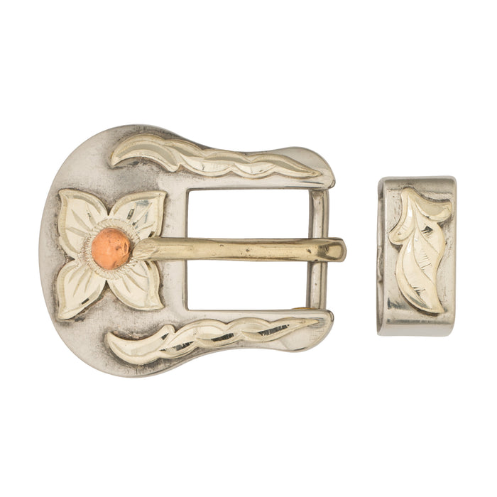Floral Buckle and Loop Set, Stainless Steel, 5/8"