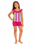 Girls Ruffle Trim Printed Swim Set
