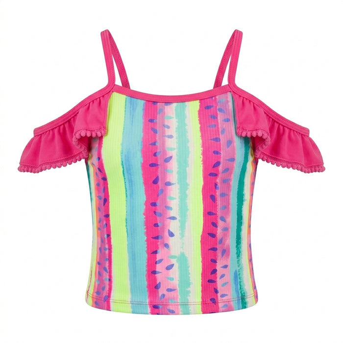 Girls Ruffle Trim Printed Swim Set