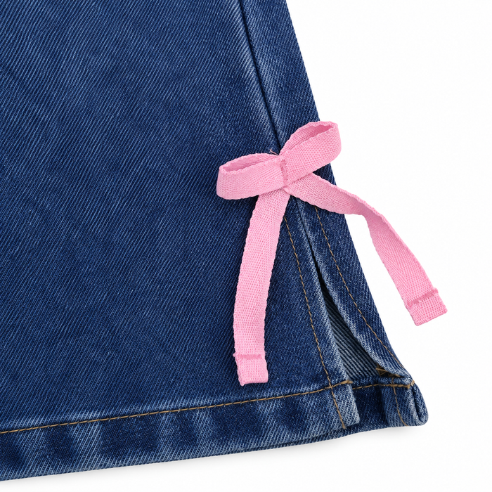 Girls Wide-Leg Jeans With Bow Details