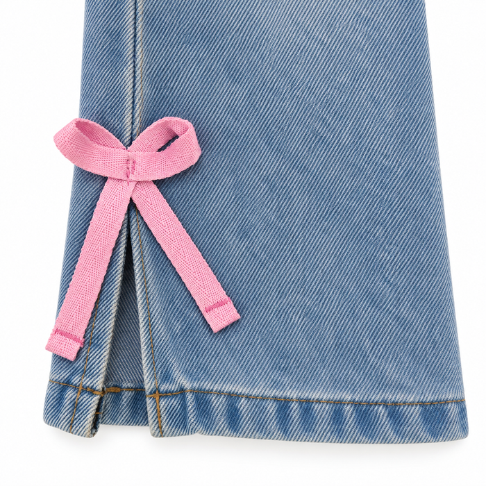Girls Wide-Leg Jeans With Bow Details