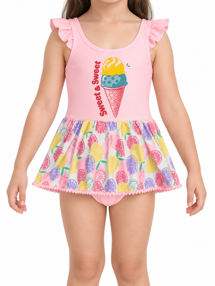 Ice Cream Print Swim Dress
