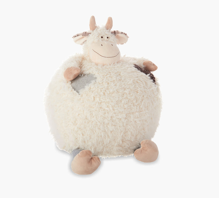 Ivory Round Ram Pouf