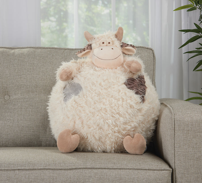 Ivory Round Ram Pouf