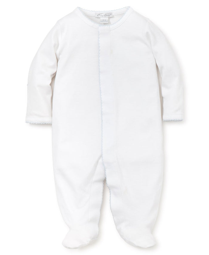 Kissy Kissy Footie-White w/Blue Trim