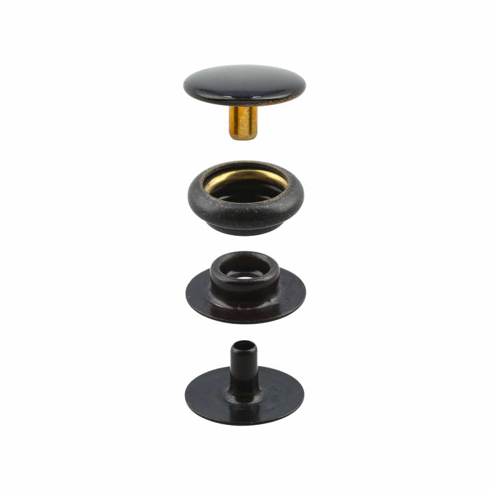 Ohio Travel Bag Fasteners Ligne 20 Snap Set Solid Brass Black(Pack of 10 Sets Complete), #WF-022 WF-022