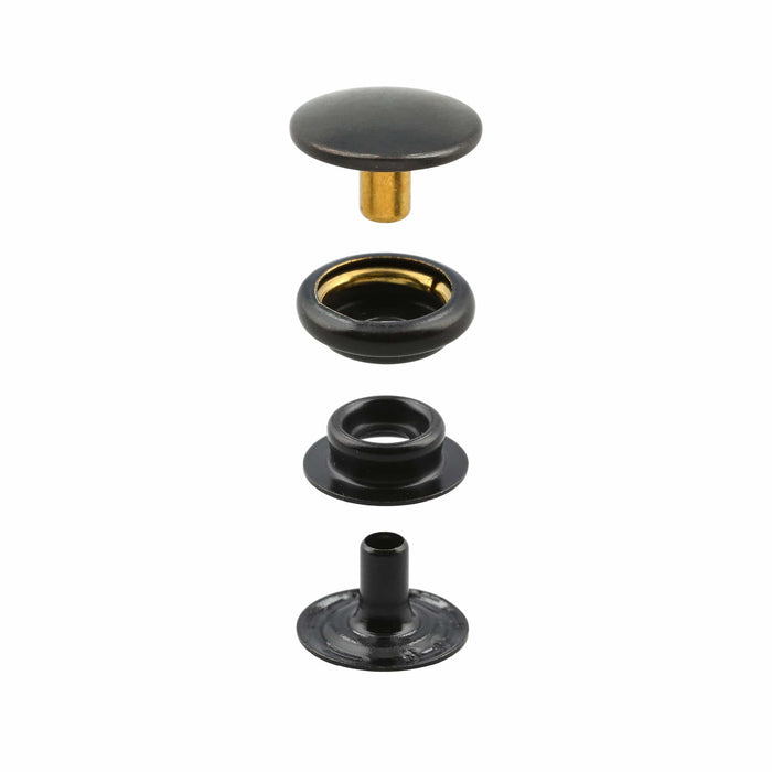 Ohio Travel Bag Fasteners Ligne 24 Snap Set Solid Brass Black (Pack of 10 Sets Complete), #WF-036-BLK WF-036-BLK