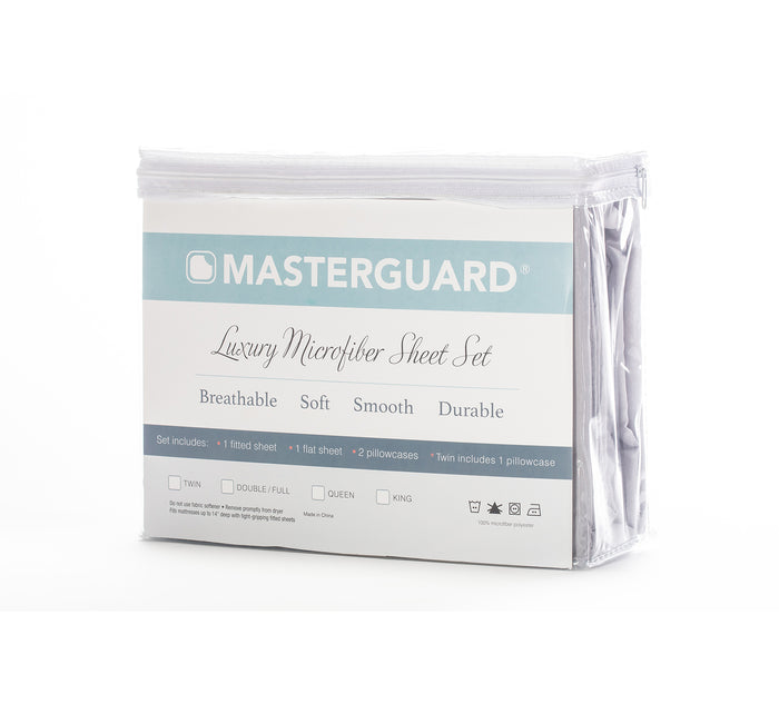 Masterguard Luxury Microfiber White Queen 4 PCs Sheet Set