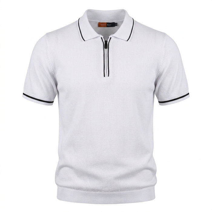 Men Knitted Polo Shirt With Zip Neck