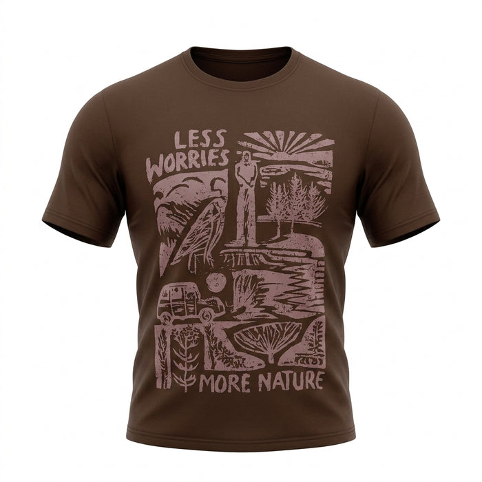 Men Less Worries More Nature Graphic T Shirt