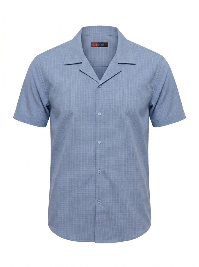 Men Micro Check Shirt And Shorts Set