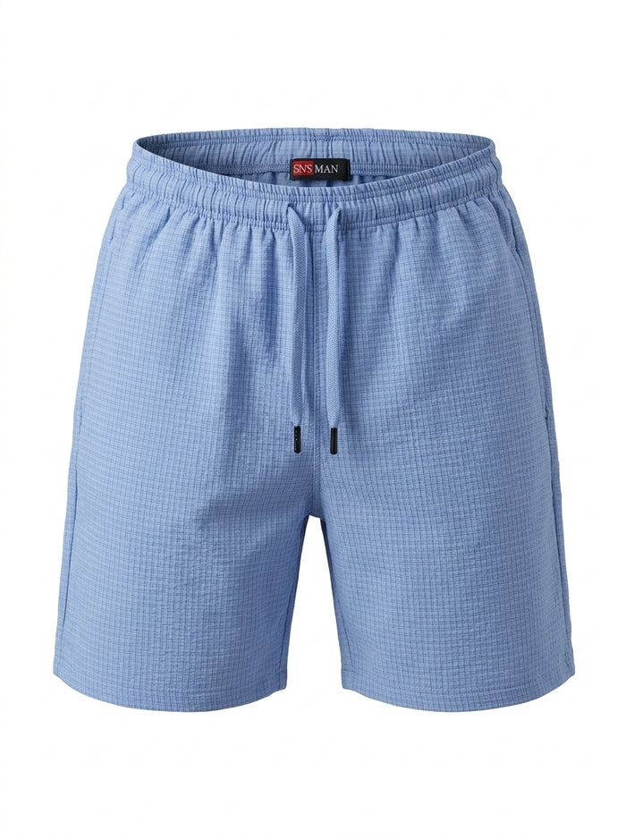 Men Micro Check Shirt And Shorts Set