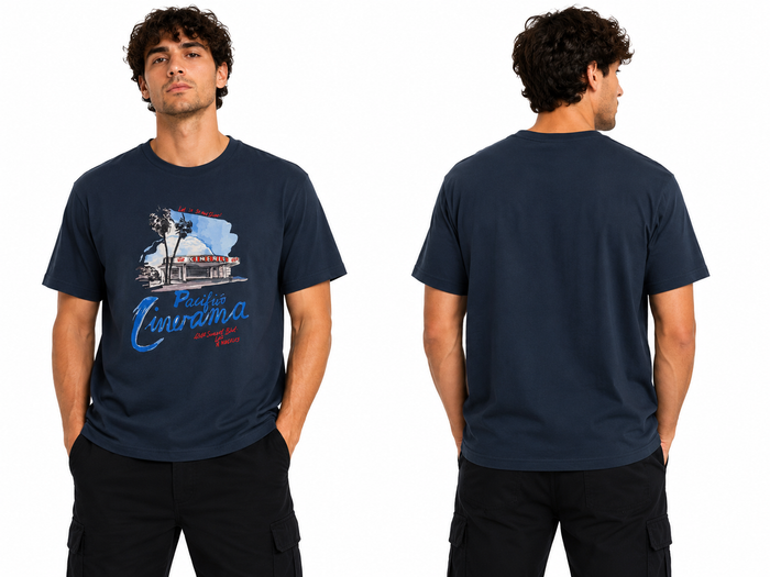 Men Pacific Cinerama Graphic Crew Neck T Shirt