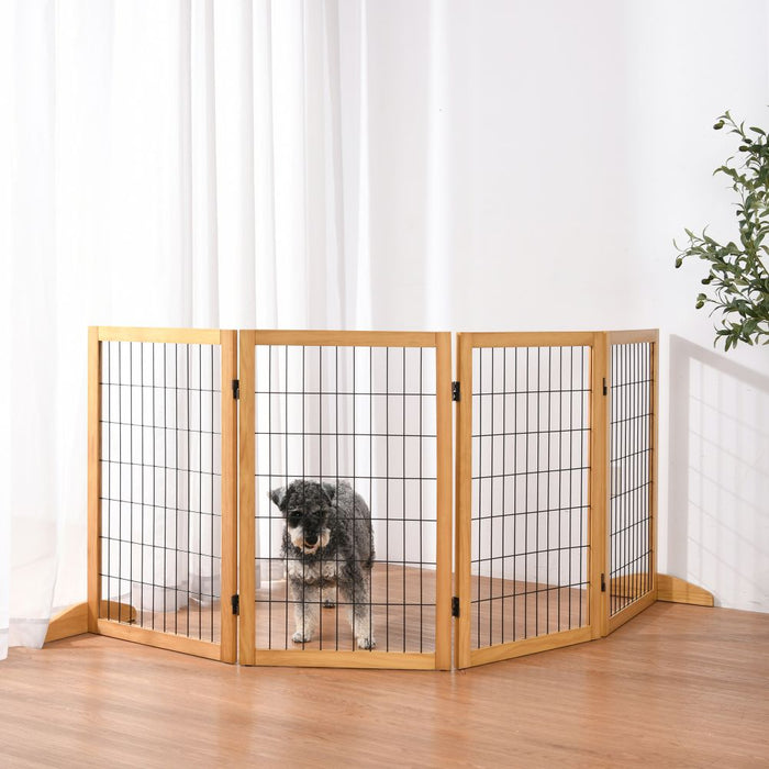 Nature Freestanding Wood/Metal Pet Gate Natural Pinewood Charlie's Pet Products