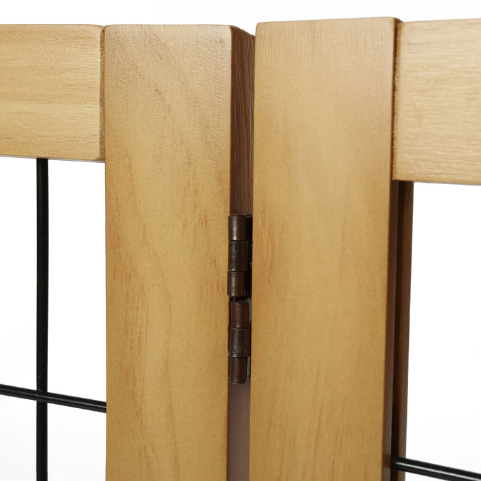 Nature Freestanding Wood/Metal Pet Gate Natural Pinewood Charlie's Pet Products