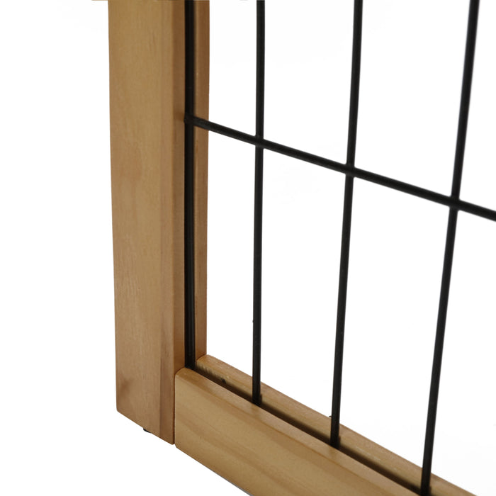 Nature Freestanding Wood/Metal Pet Gate Natural Pinewood Charlie's Pet Products