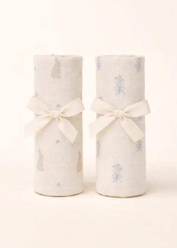Oilo Organic Cotton Swaddles-Bunny/Lily