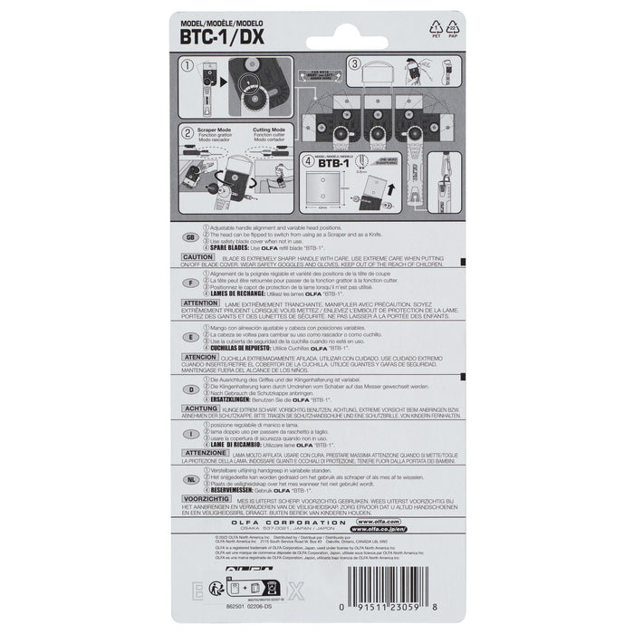 Olfa® Multi-Purpose Scraper, package back