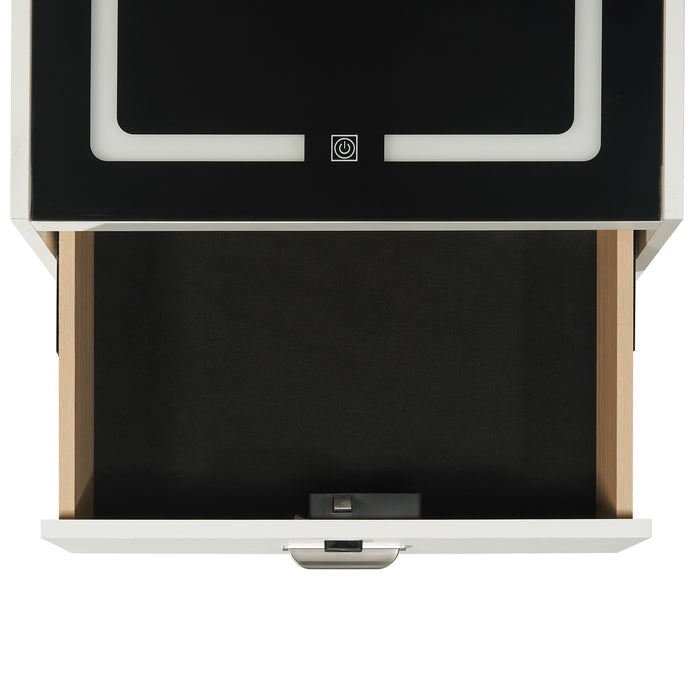 Rio White Electronic Nightstand