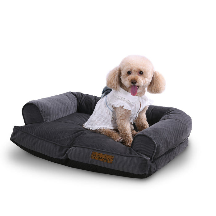 Ripley Corduroy Pet Sofa Bed - Charcoal Charlie's Pet Products