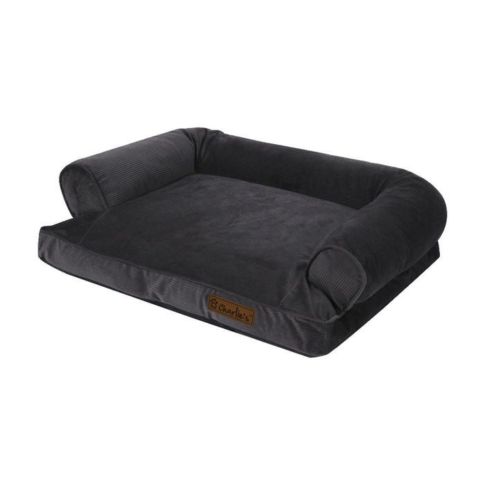 Ripley Corduroy Pet Sofa Bed - Charcoal Charlie's Pet Products